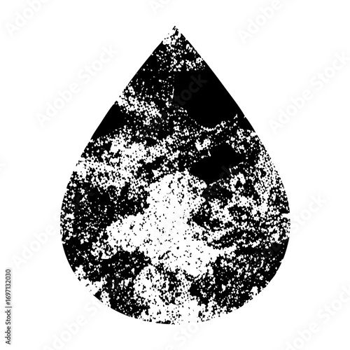 Vector Abstract droplet shape with distressed texture.