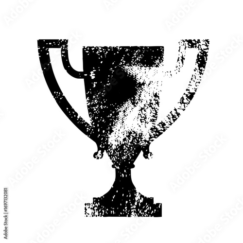 Vector Distressed monochrome trophy with handles