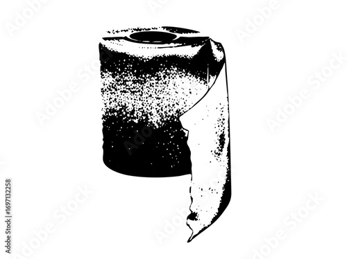 Vector Black and white of a toilet paper roll.