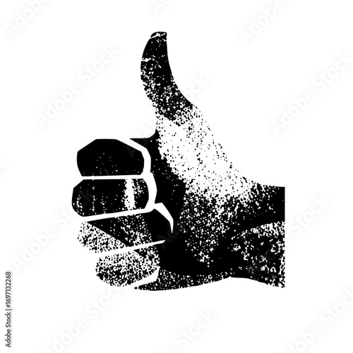 Vector Distressed thumbs-up hand gesture .