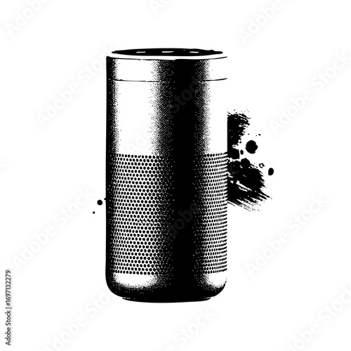 Vector Stylized smart speaker with ink splash.