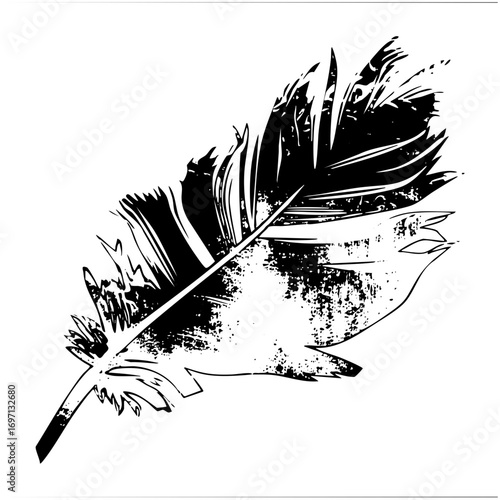 Vector Elegant feather with a dynamic brushstroke style.