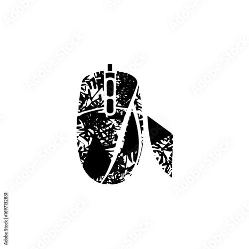 Vector Abstract computer mouse with fractured details.