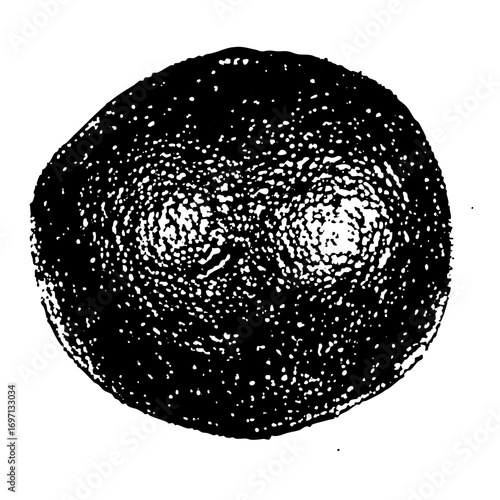 Vector Textured sphere depicts a dark granular surface.