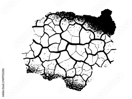 Vector Abstract cracked shape with dark textured element
