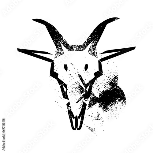 Vector Bold goat skull with textured details.