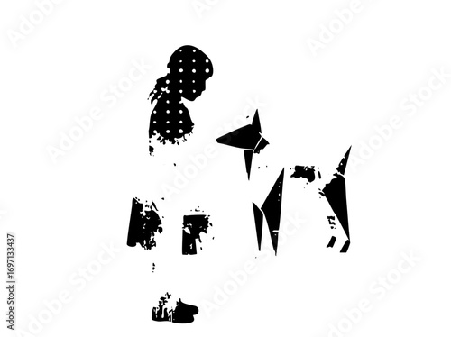 Vector Abstract silhouette of a woman with fragmented shapes.