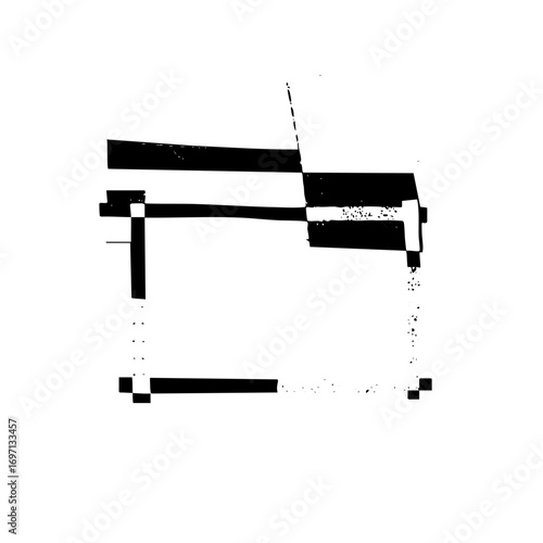 Vector Abstract hammer tool with scattered particles.