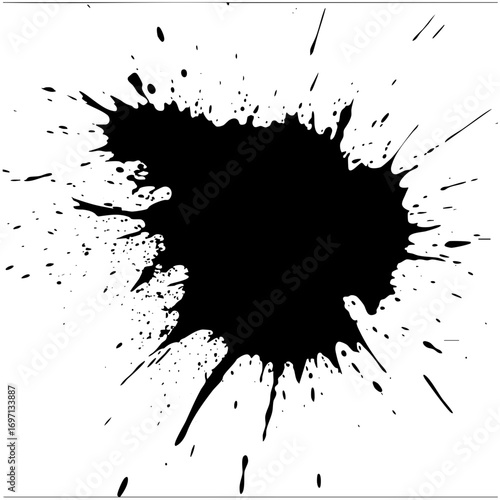 Vector Dynamic ink splatter explosion with rough edges.