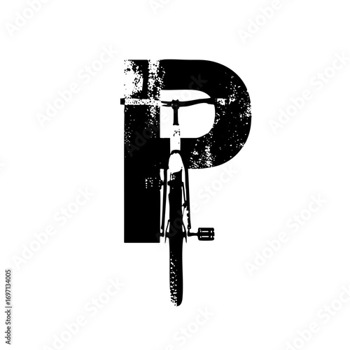 Vector Black bicycle integrated within a stylized letter P .