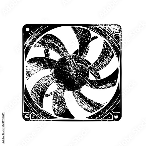 Vector Detailed cooling fan with textured blades.