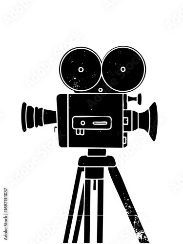 Vector Vintage film camera on tripod