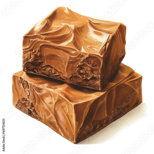 Fudge, watercolor illustration vector, isolated on a white background.