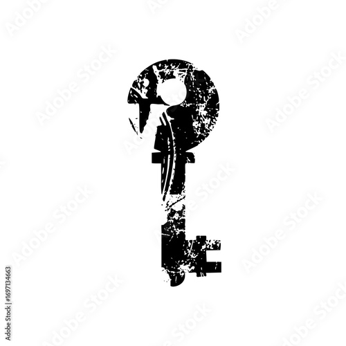 Vector Distressed question mark key .