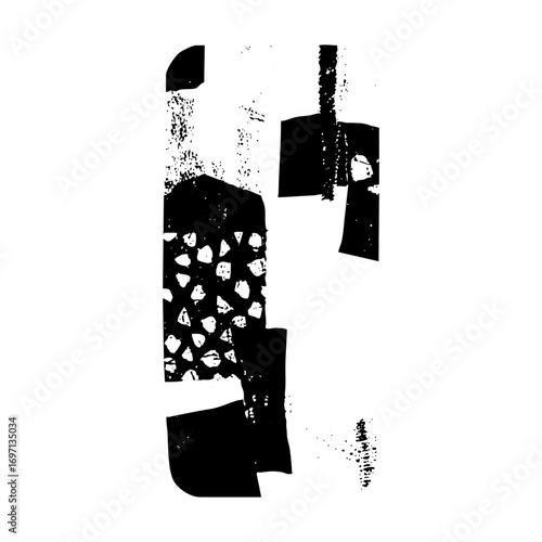 Vector Abstract face composed of geometric shapes and textures.