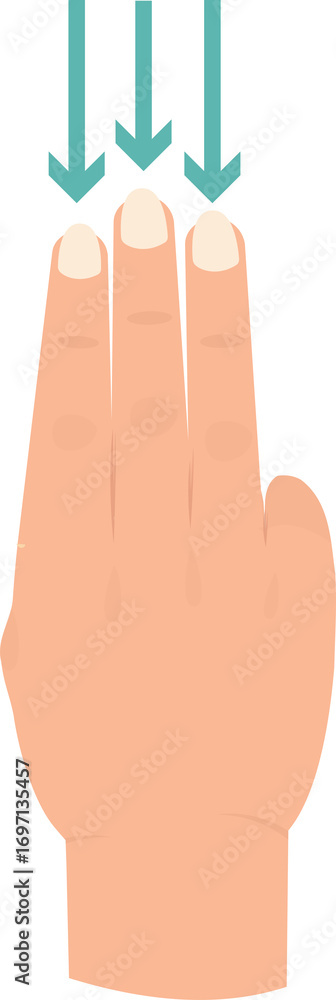Obraz premium Flat Design Three Finger Touch Down Action Symbol Graphic Element