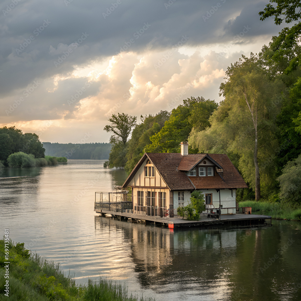 Fototapeta premium houses on the river