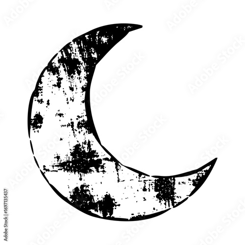 Vector Distressed moon with textured details.