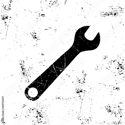 Vector Black wrench depicts tool and repair concepts.