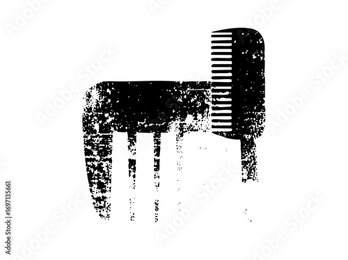 Vector Distressed black comb with textured details.