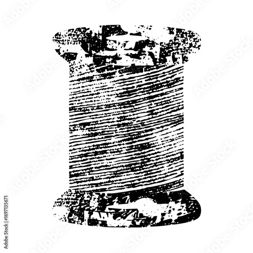 Vector Detailed of a spool of thread with textured lines.