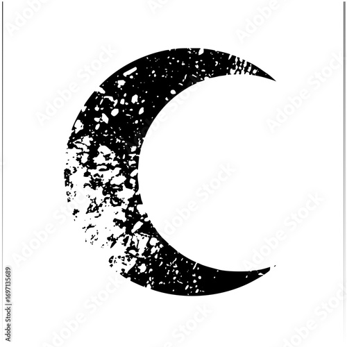 Vector Distressed moon with speckled texture.