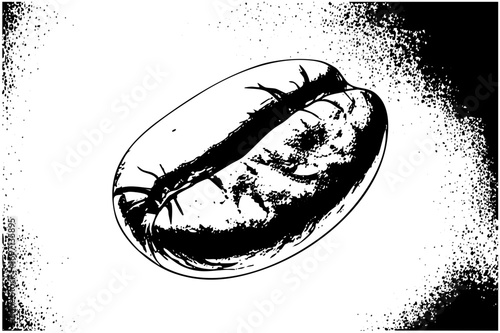 Vector Stylized hot dog with prickly branch topping on a bun.