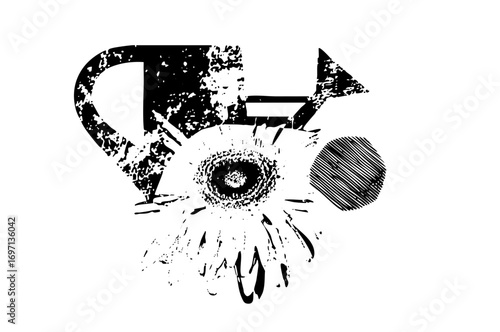Vector Abstract robotic eye with distressed texture.