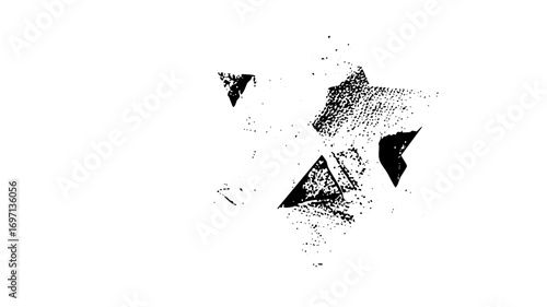 Vector Abstract fox head composed of scattered dots and geometric shapes.