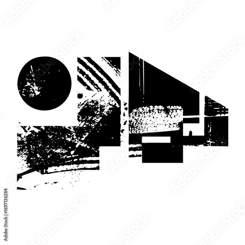 Vector Abstract geometric shapes with textured elements create a modern composition.