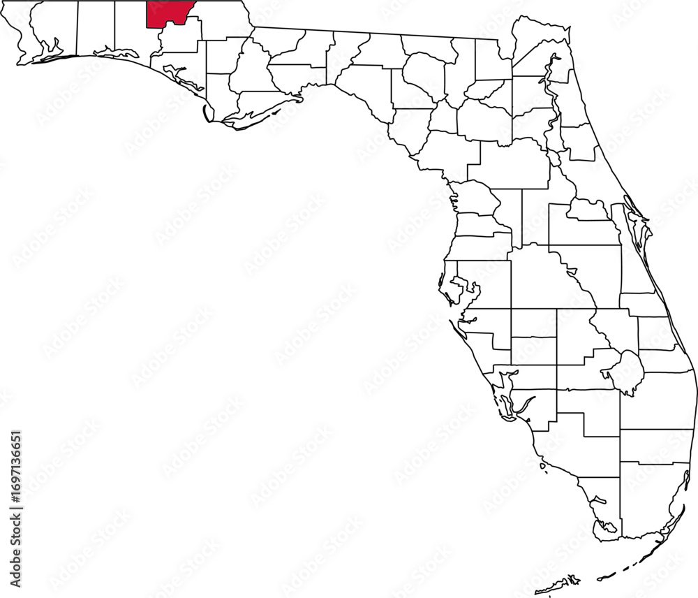 Fototapeta premium A vector map of Florida highlighting Holmes County. Ideal for geographical studies, regional reports, and data visualization projects.