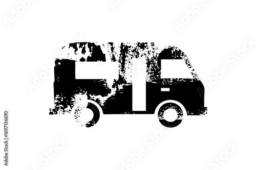 Vector Distressed monochrome of a delivery vehicle.