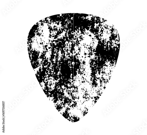 Vector Distressed guitar pick with a textured grunge effect.