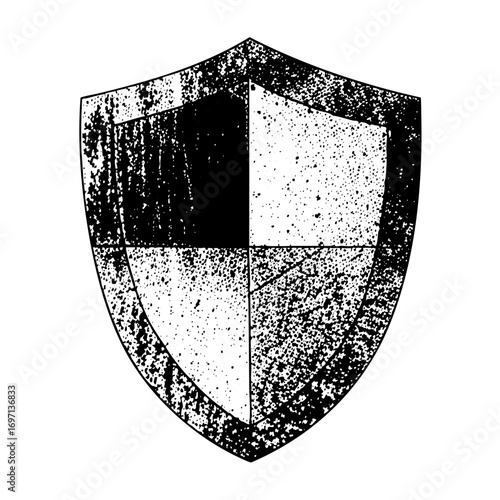 Vector Vintage heraldic shield with quartered black and white .