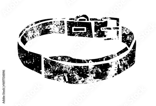 Vector Distressed buckle with central typographic element.