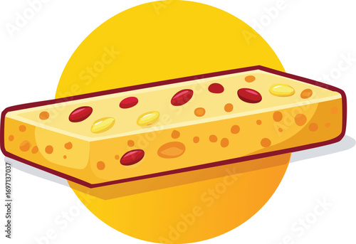A healthy granola or protein bar with nuts and seeds. A simple, flat design vector icon for concepts of energy, snacks, and healthy eating. Generative AI