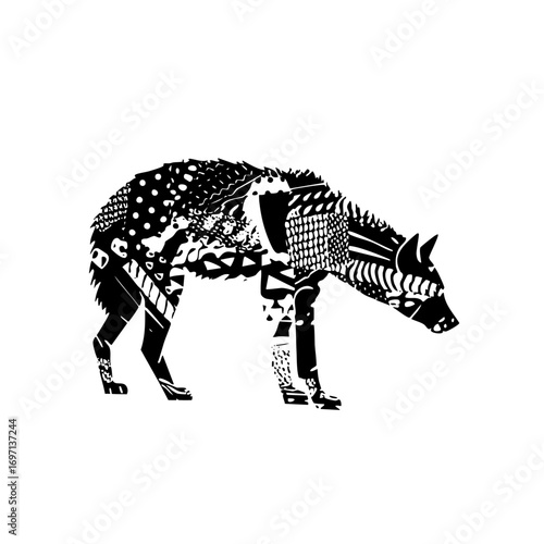 Vector Geometric hyena showcases a modern animal .
