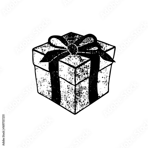 Vector Hand-drawn gift box with ribbon
