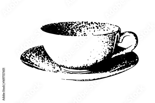 Vector Detailed of a teacup and saucer.