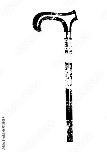 Vector Elegant walking cane with a curved handle.