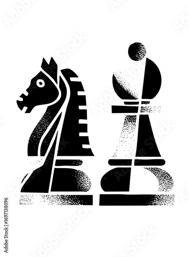Vector Stylized Knight and Pawn Chess Pieces