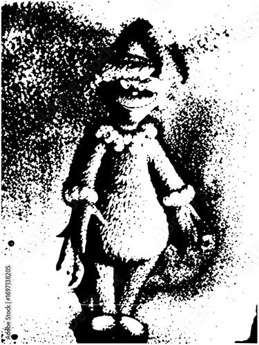 Vector Stylized of a mischievous character in vintage attire.