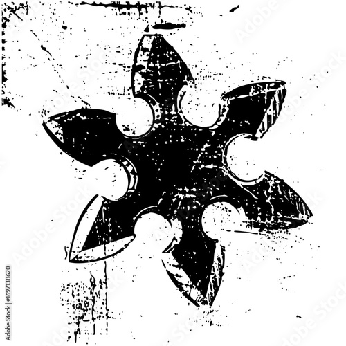 Vector Intricate floral emblem with stylized petals and central spike.