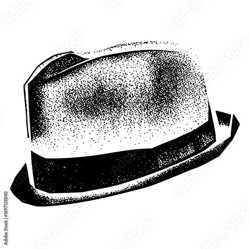 Vector Classic fedora hat in dotted style.