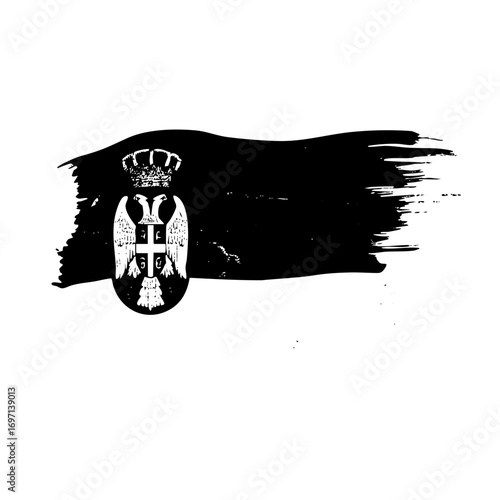 Vector Heraldic emblem of Montenegro displayed as a bold monochrome vector .