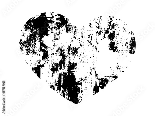 Vector Distressed heart with a textured fragmented appearance.