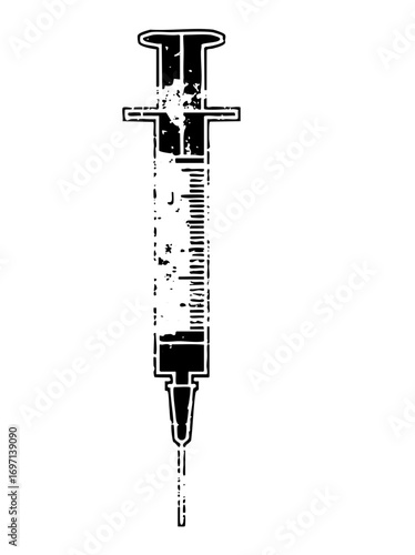 Vector Detailed vector of a medical syringe with measurement markings.