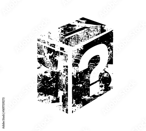 Vector Abstract geometric lettermark with distressed cubic .