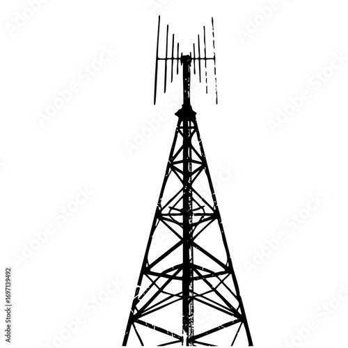 Vector Detailed vector of a communication tower with antenna array.