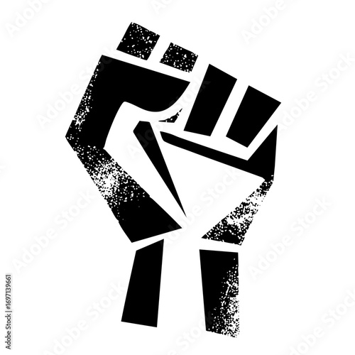 Vector Bold raised fist conveys strength and solidarity.